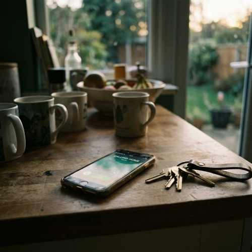 A phone ringing beside house keys