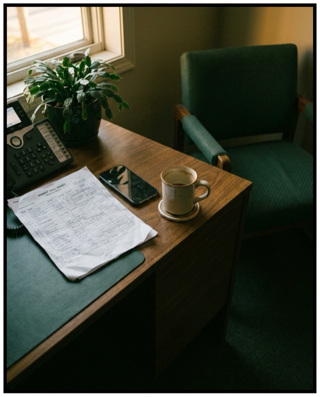 A call sheet on the agent's desk